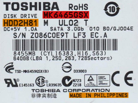 Etiqueta de disco Toshiba