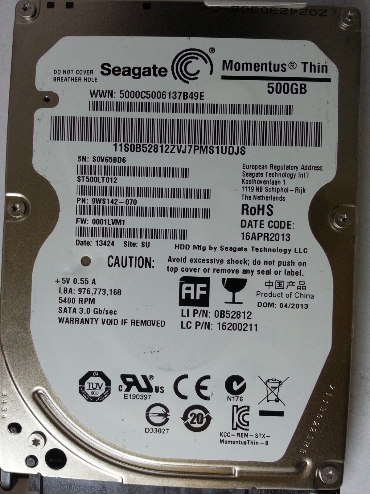 Seagate ST500LT012-9WS142 500GB SATA | RecuperoDatos.com